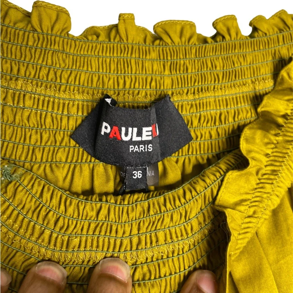 Paule KA Paris paper bag waist women’s green pleated skirt size 2